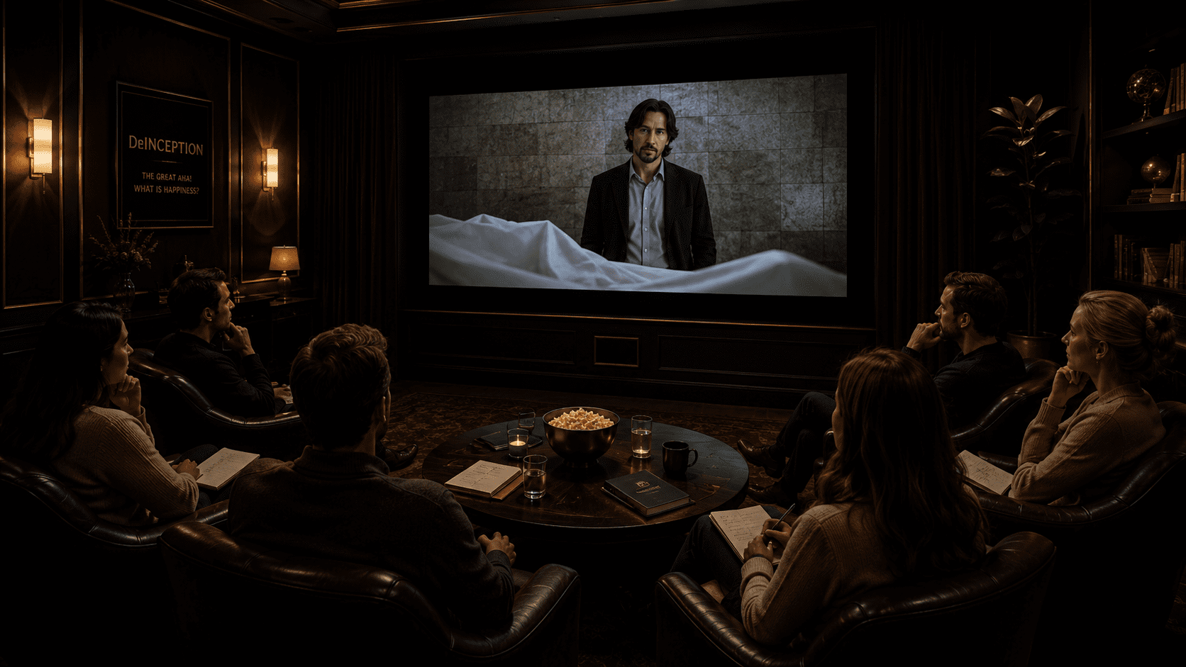 A serious premium audience watching DeINCEPTION